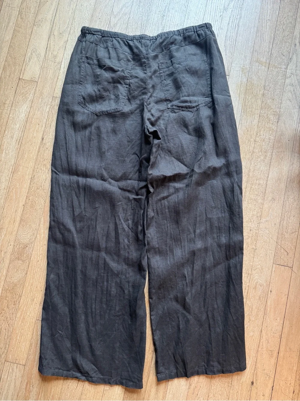 Banana Republic Studio Wide Leg Drawstring Linen Pants Chocolate Brown M EUC